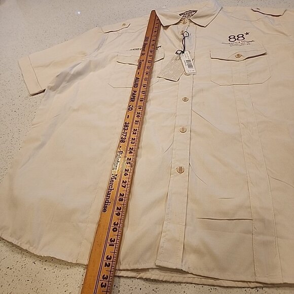 NWT lr scoop shirt Mens 4x Khaki Tan Button Embroidered Short Sleeve - Picture 6 of 9